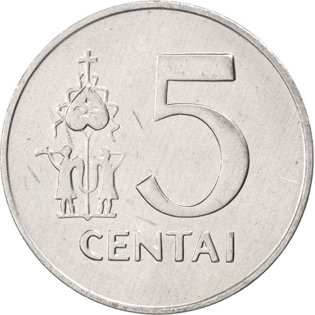 Coin, Lithuania, 5 Centai, 1991, MS(63), Aluminum, KM:87