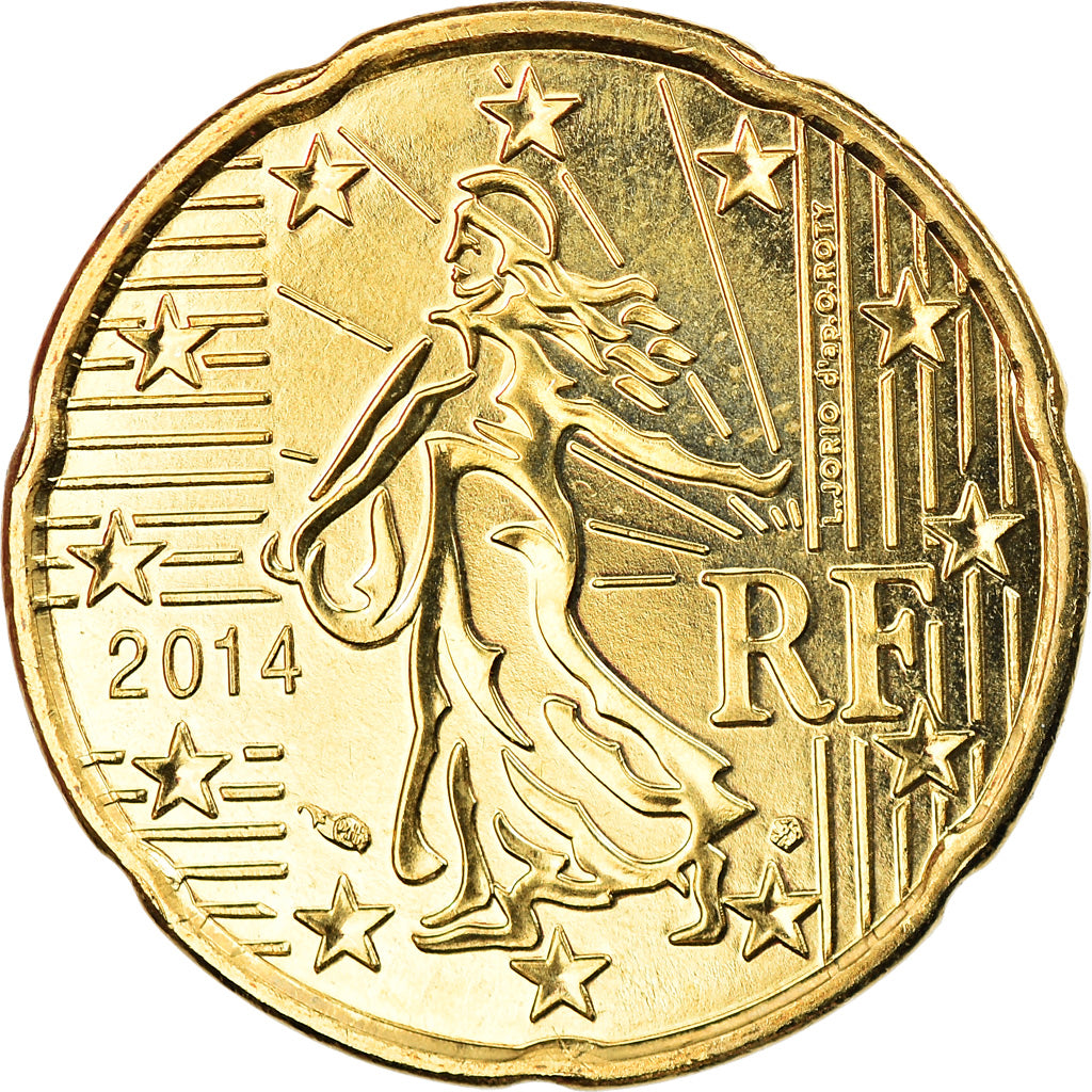 Francia, 20 Euro Cent, 2014, Paris, BU, FDC, Latón, Gadoury:5a, KM:1411