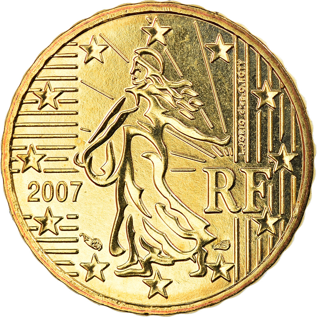 Francia, 10 Euro Cent, 2007, Paris, BU, FDC, Latón, Gadoury:4b., KM:1410