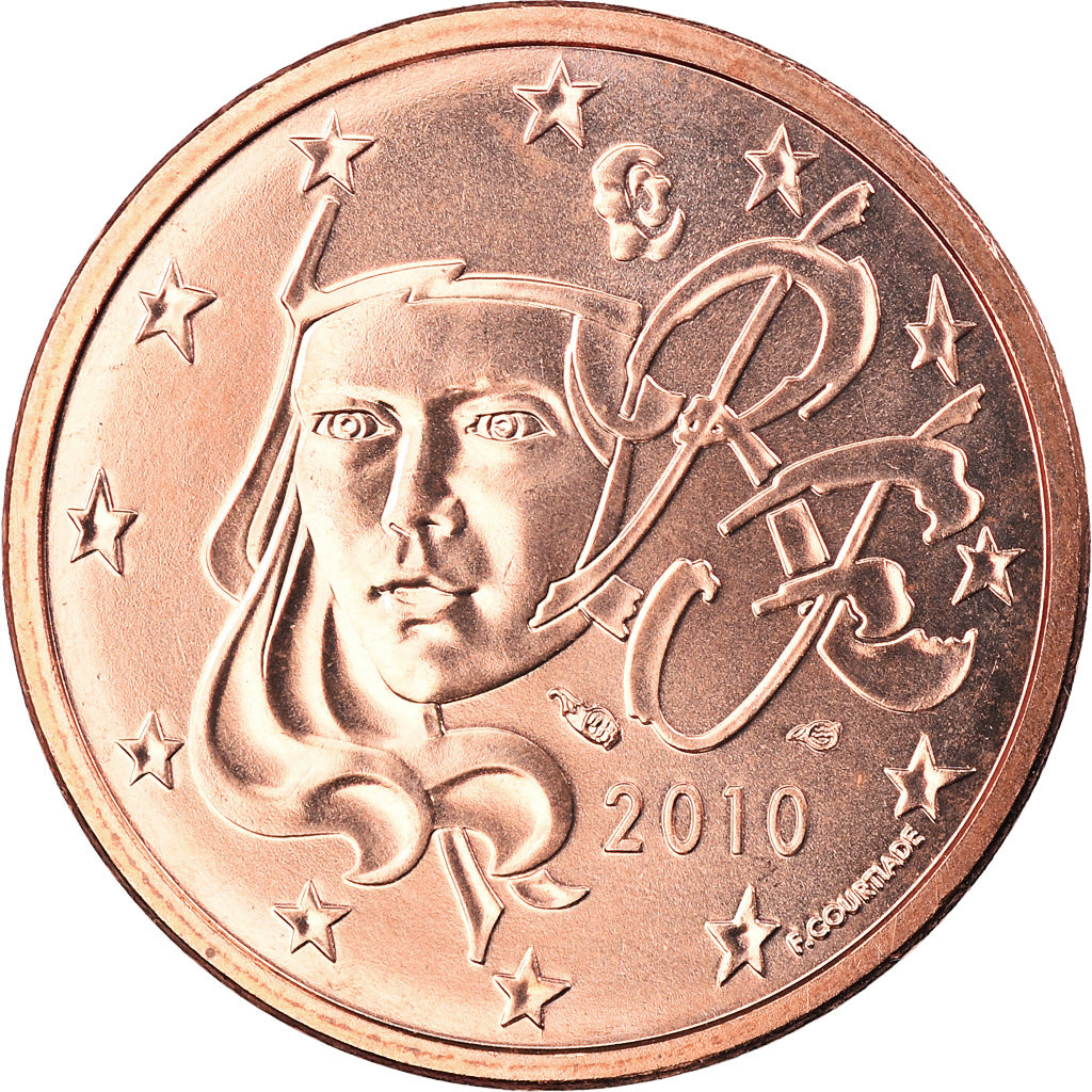 Frankrijk, 5 Euro Cent, 2010, Paris, BU, FDC, Copper Plated Steel, Gadoury:3