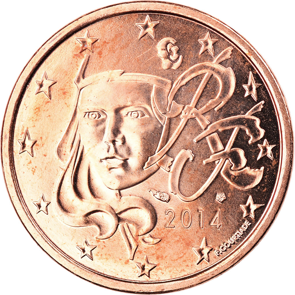 Francia, 5 Euro Cent, 2014, Paris, BU, FDC, Cobre chapado en acero, Gadoury:3