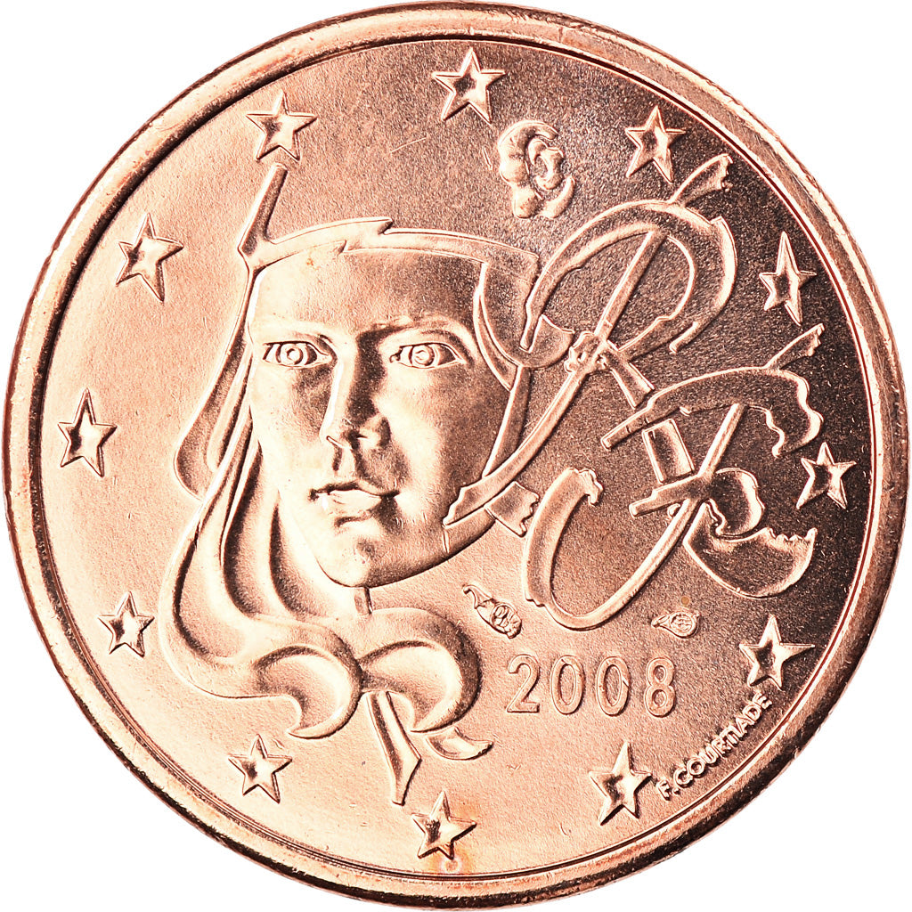 Francia, 5 Euro Cent, 2008, Paris, BU, FDC, Cobre chapado en acero, Gadoury:3