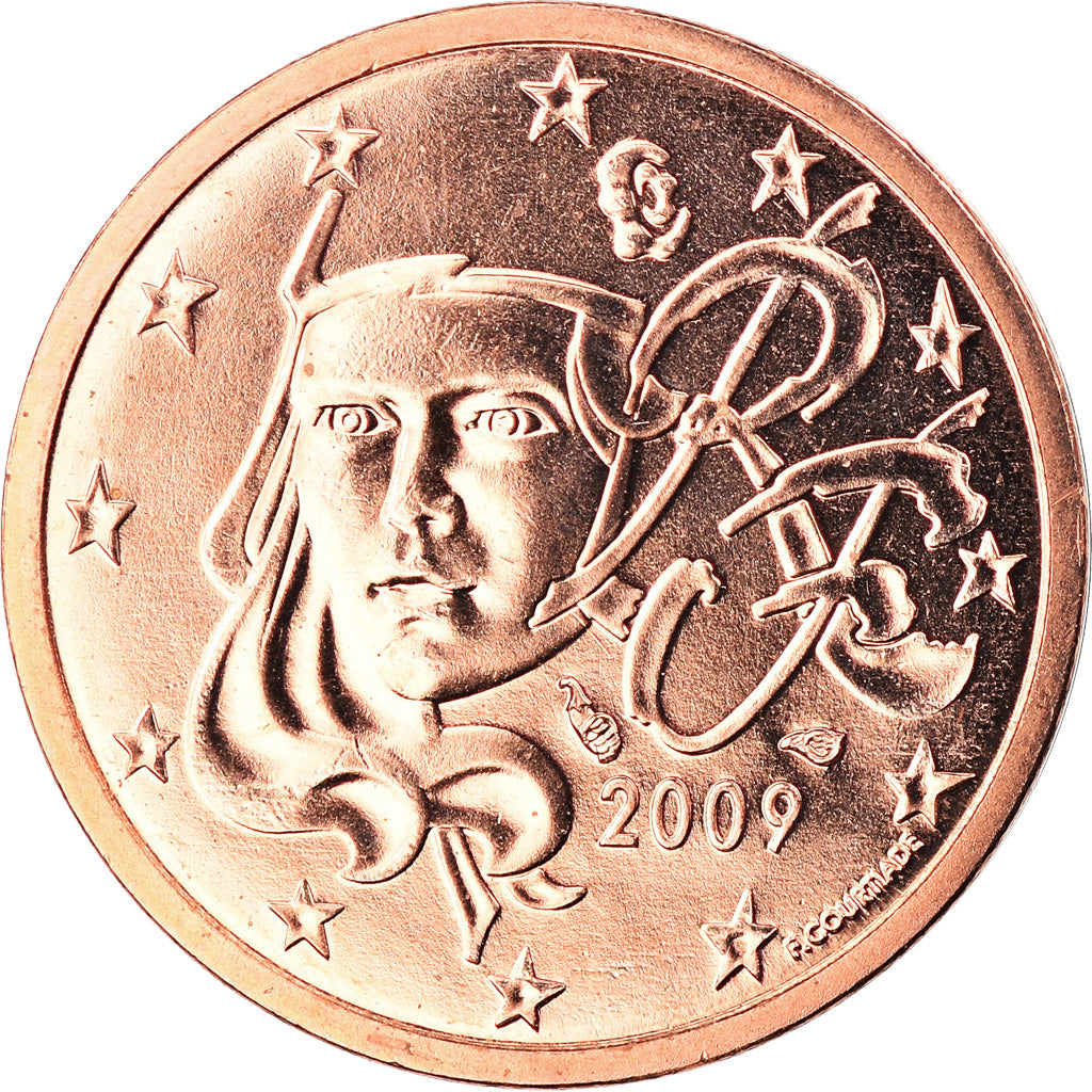 Francia, 2 Euro Cent, 2009, Paris, BU, FDC, Cobre chapado en acero, KM:1283