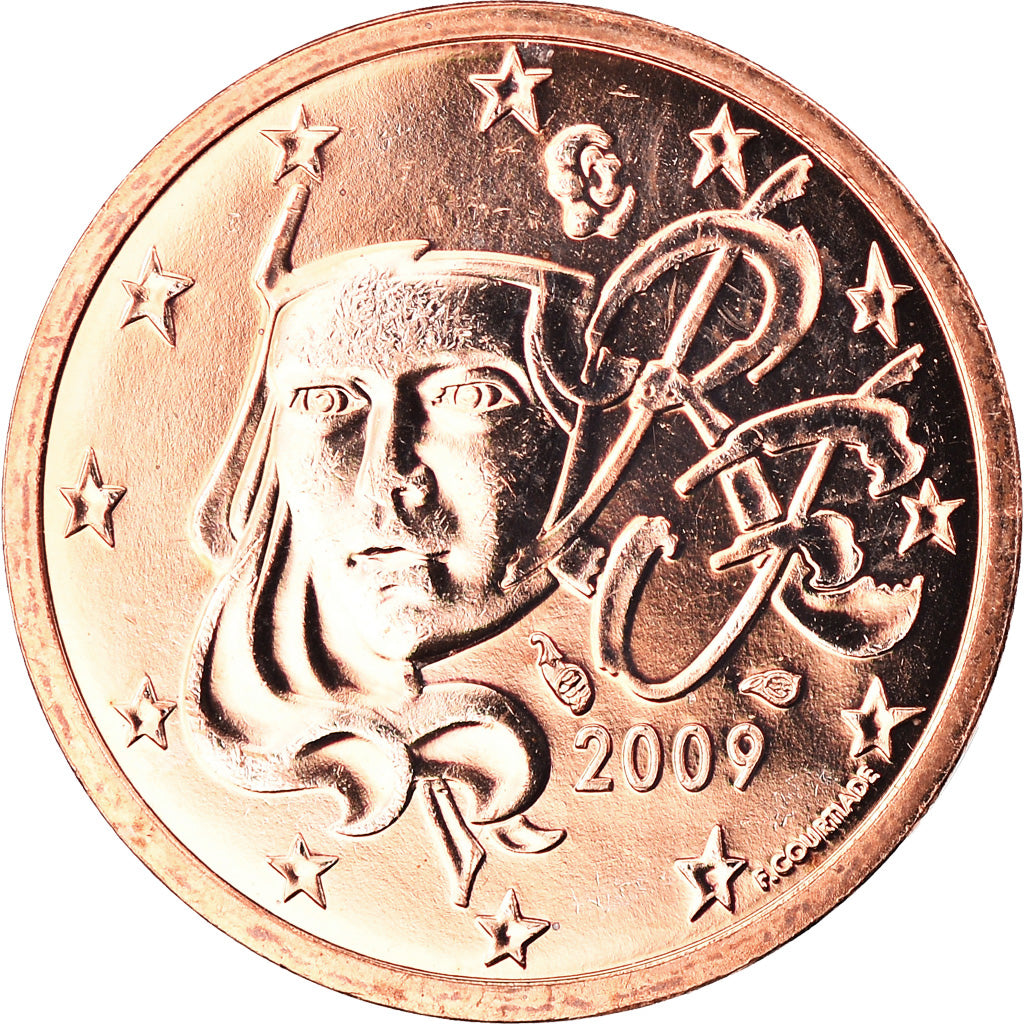 Francia, 2 Euro Cent, 2009, Paris, BU, FDC, Cobre chapado en acero, Gadoury:2