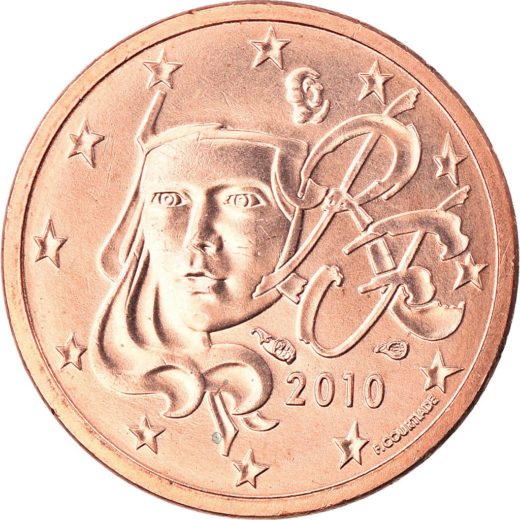 Frankrijk, Euro Cent, 2010, Paris, BU, FDC, Copper Plated Steel, Gadoury:1