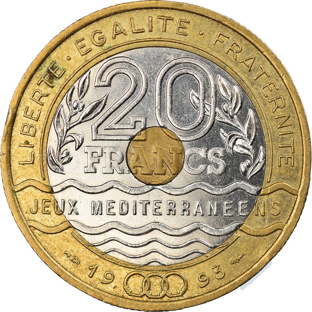 Moneta, Francja, Jeux Méditerranéens, 20 Francs, 1993, EF(40-45)