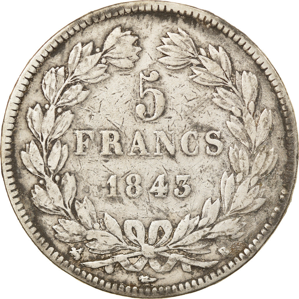 Monnaie, France, Louis-Philippe, 5 Francs, 1843, Rouen, TB, Argent, Gadoury:678