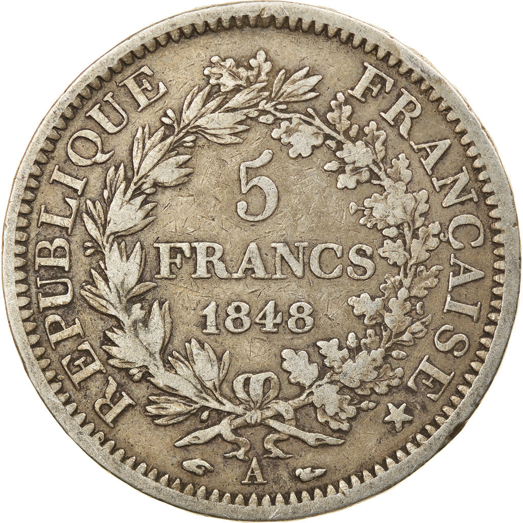 Coin, France, Hercule, 5 Francs, 1848, Paris, VF(30-35), Silver, KM:756.1