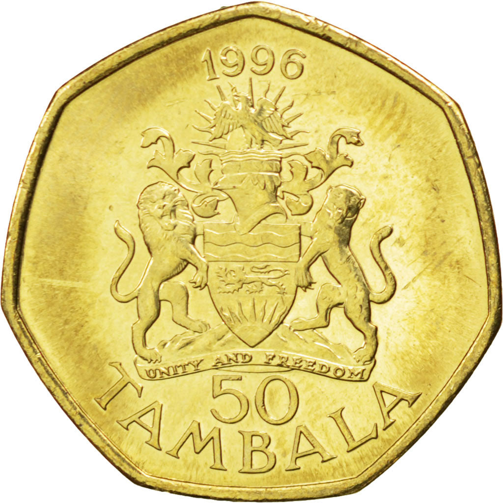 Coin, Malawi, 50 Tambala, 1996, MS(63), Brass plated steel, KM:30
