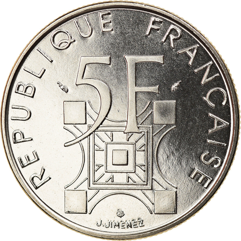 Coin, France, Tour Eiffel, 5 Francs, 1989, Paris, MS(65-70), Nickel, KM:968