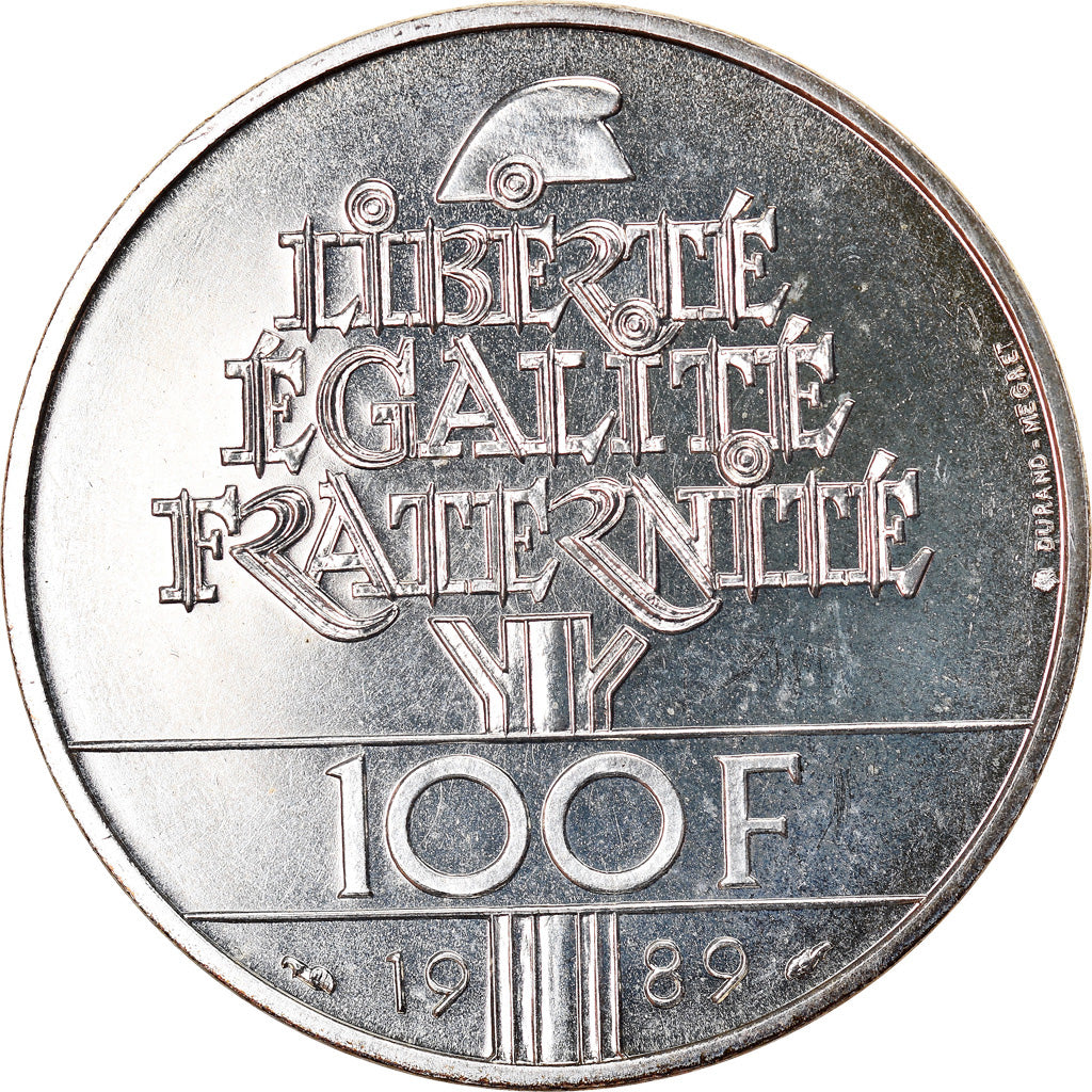 Munten, Frankrijk, Droits de l'Homme, 100 Francs, 1989, FDC, Zilver, KM:970