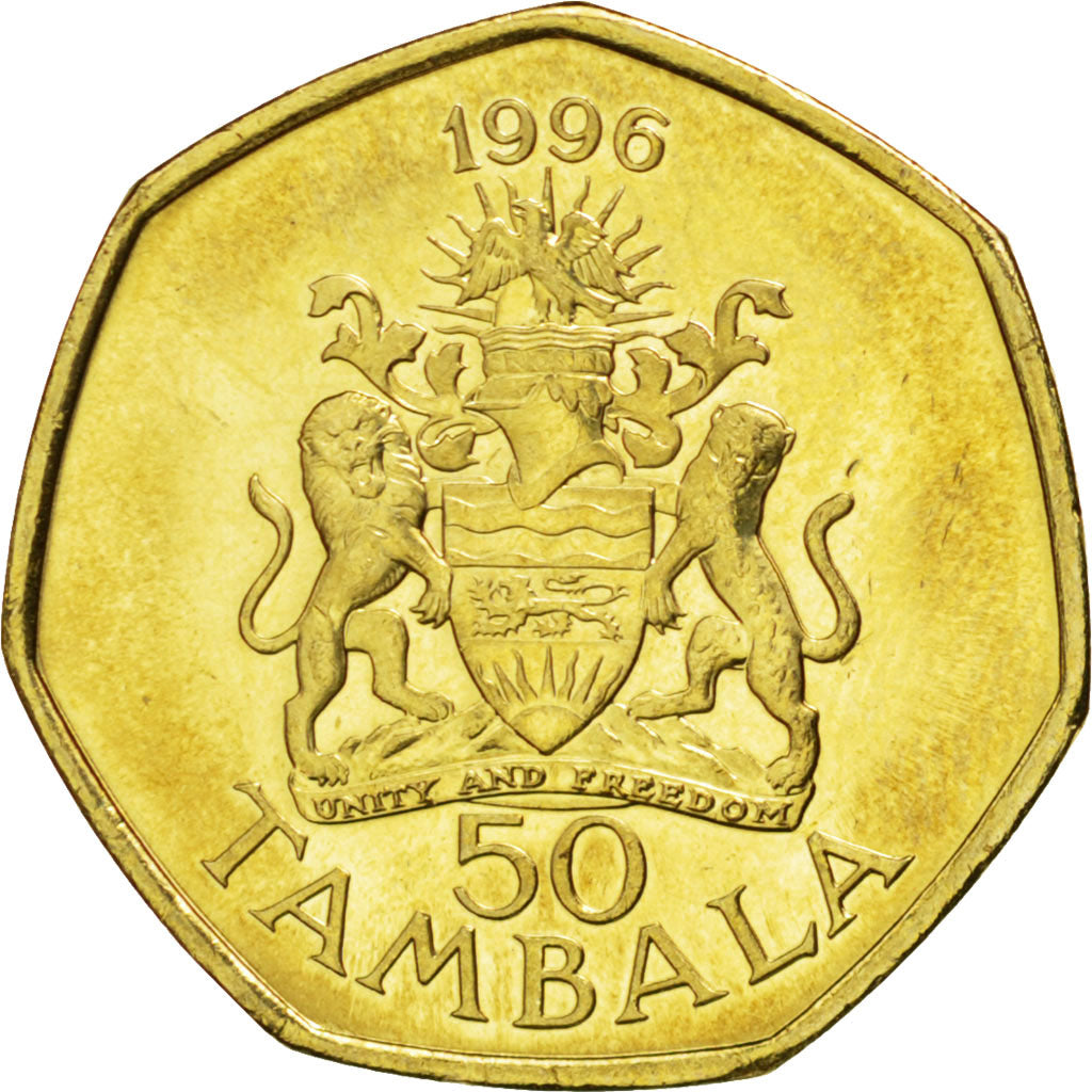 Coin, Malawi, 50 Tambala, 1996, MS(63), Brass plated steel, KM:30