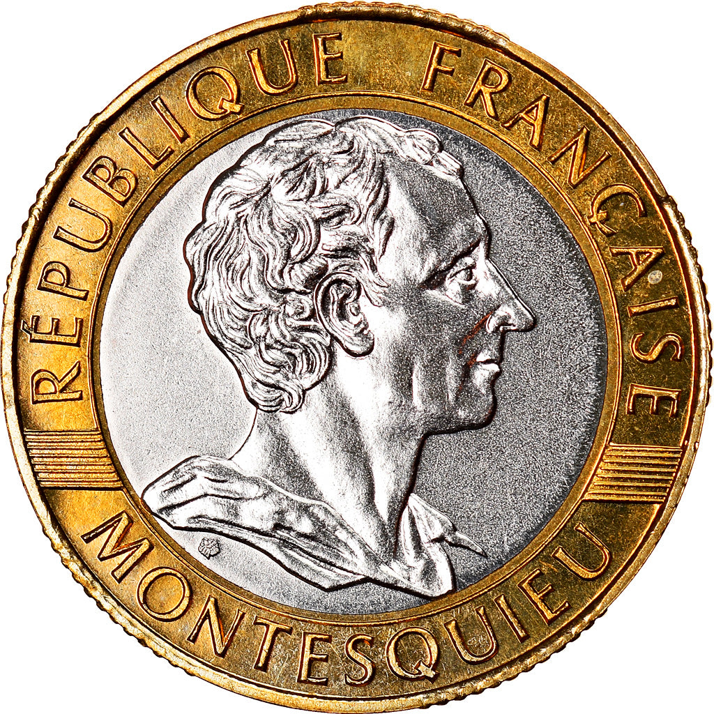 Coin, France, Montesquieu, 10 Francs, 1989, Paris, BU, MS(65-70), Bi-Metallic