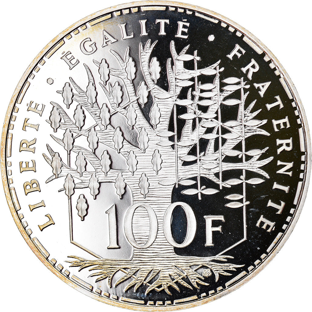 Moeda, França, Panthéon, 100 Francs, 1992, Paris, Proof, MS(65-70), Prata