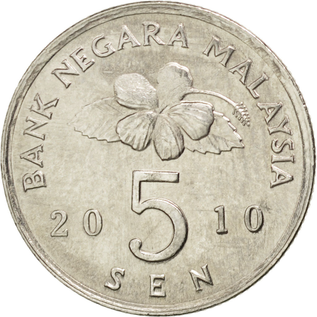 Coin, Malaysia, 5 Sen, 2010, MS(63), Copper-nickel, KM:50