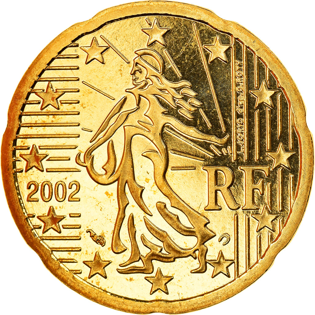 France, 20 Euro Cent, 2002, Paris, Proof, MS(65-70), Brass, Gadoury:5., KM:1286