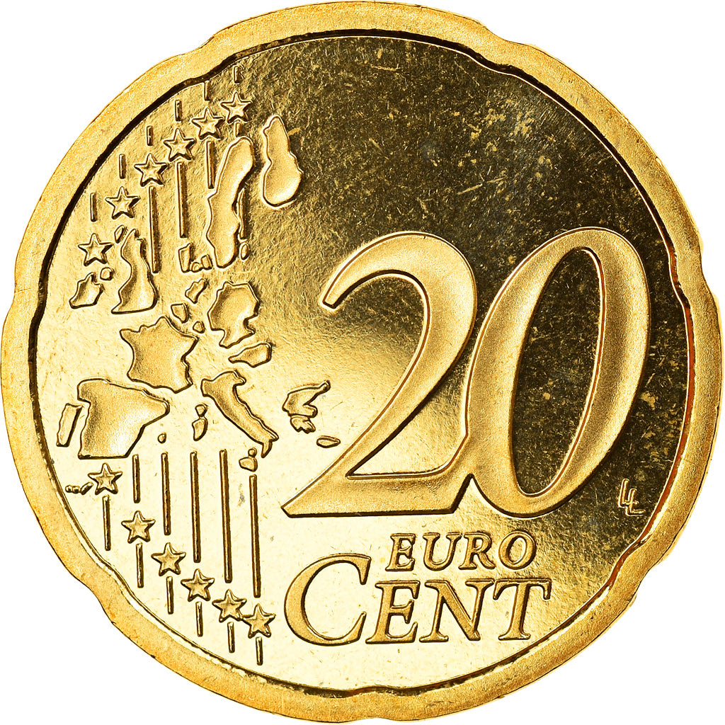 France, 20 Euro Cent, 2002, Paris, Proof, MS(65-70), Brass, Gadoury:5., KM:1286