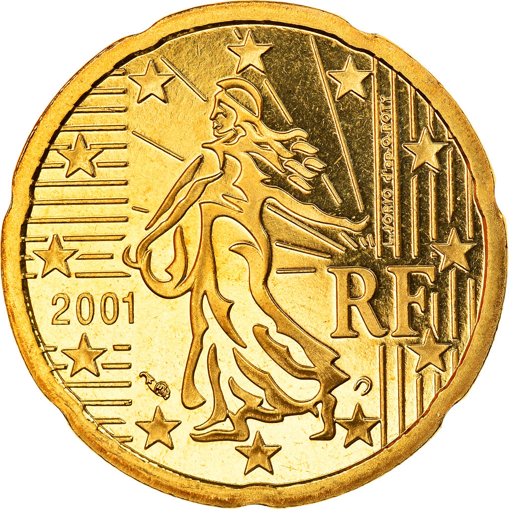 Frankrijk, 20 Euro Cent, 2001, Paris, Proof, FDC, Tin, Gadoury:5., KM:1286