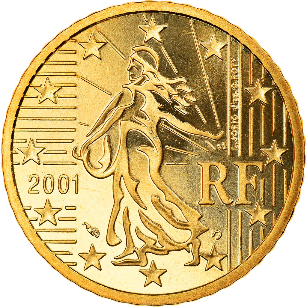 France, 50 Euro Cent, 2001, Paris, Proof, MS(65-70), Brass, Gadoury:6., KM:1287