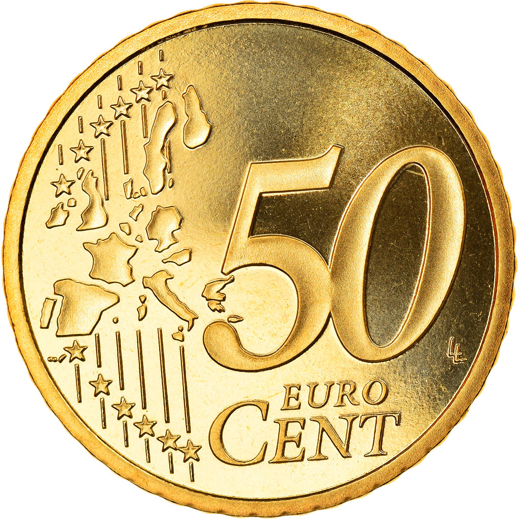France, 50 Euro Cent, 2001, Paris, Proof, MS(65-70), Brass, Gadoury:6., KM:1287