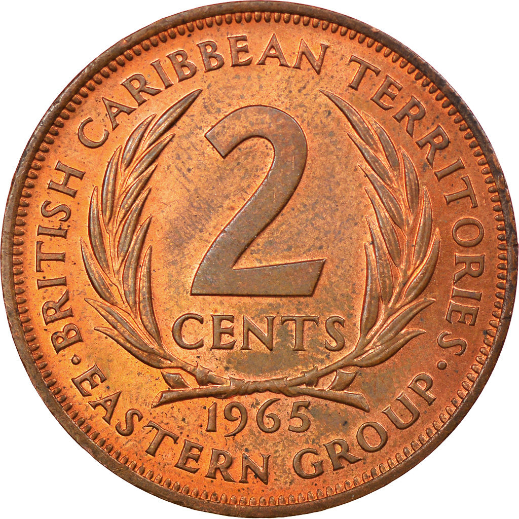 Moneda, Estados del Caribe Oriental , Elizabeth II, 2 Cents, 1965, EBC, Bronce