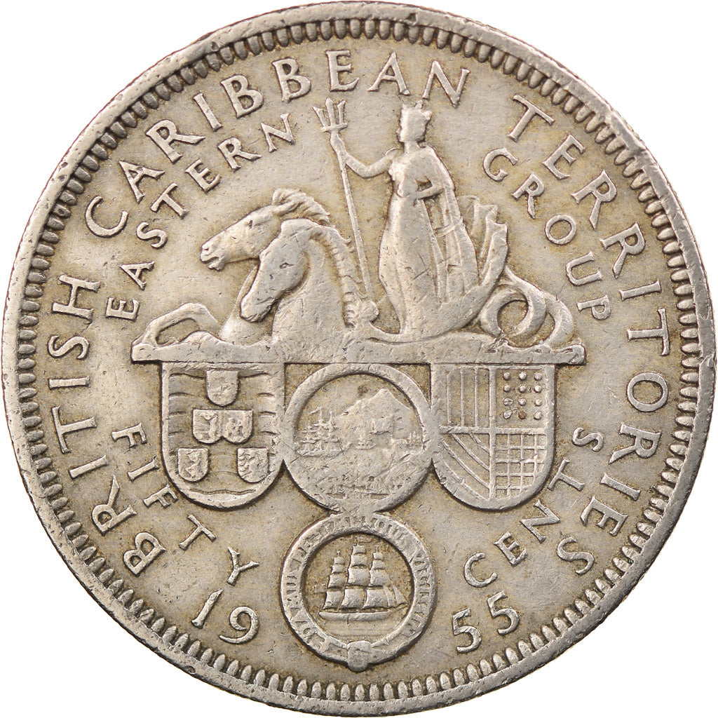 Coin, East Caribbean States, Elizabeth II, 50 Cents, 1955, EF(40-45)