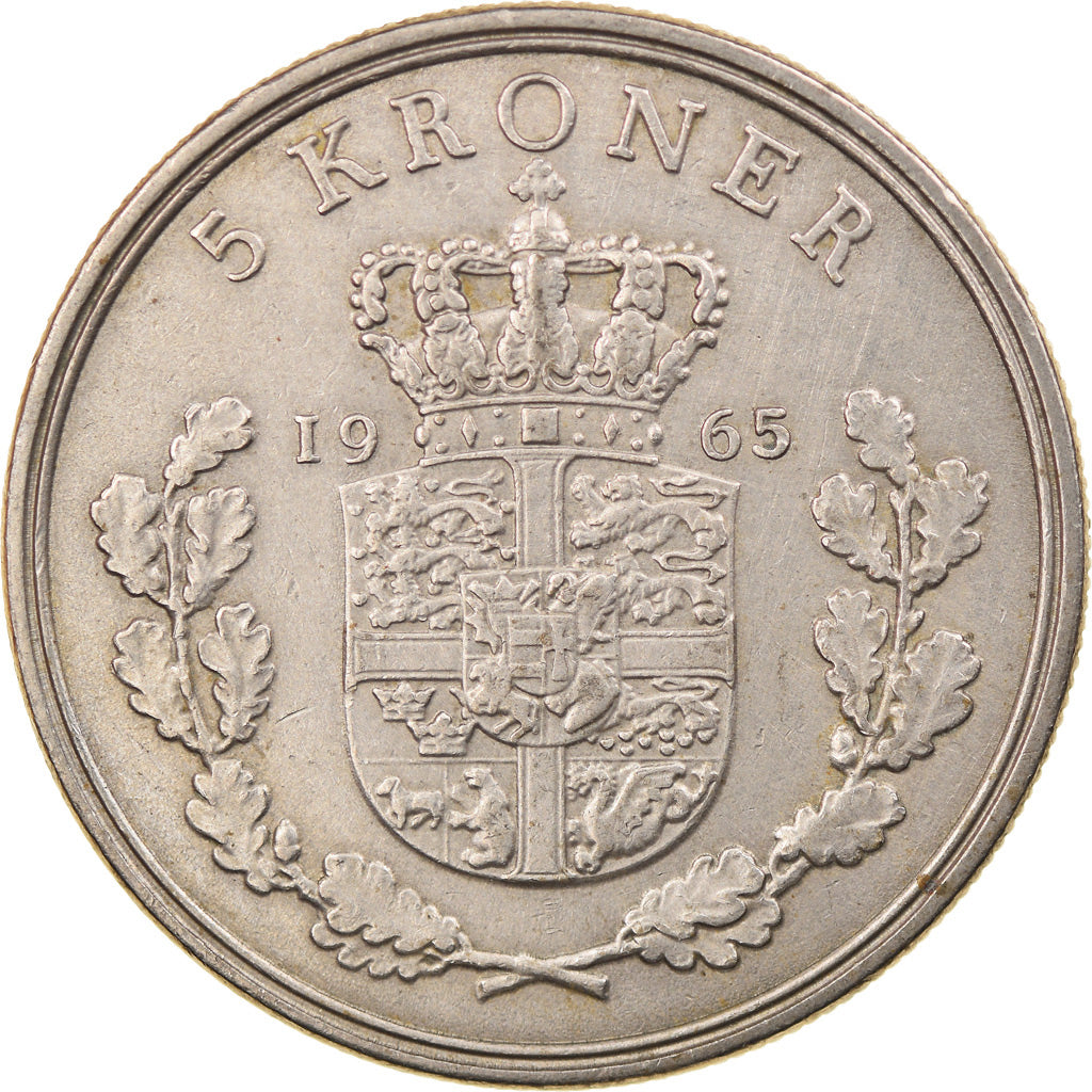 Monnaie, Danemark, Frederik IX, 5 Kroner, 1965, Copenhagen, TTB, Copper-nickel