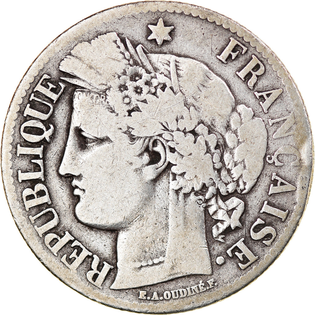 Moneta, Francia, Cérès, 2 Francs, 1871, Paris, MB, Argento, KM:817.1