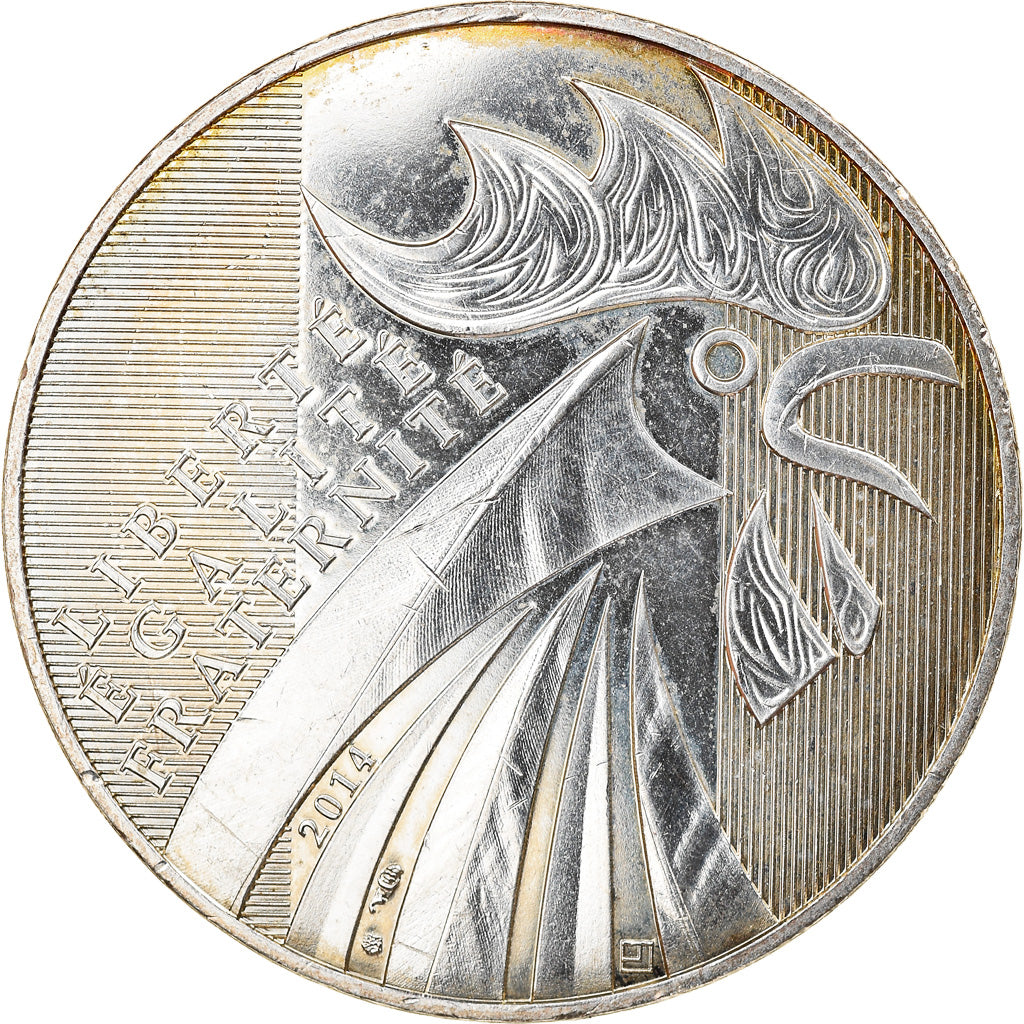 France, 10 Euro, Coq, 2014, MS(63), Silver, Gadoury:EU656, KM:2110