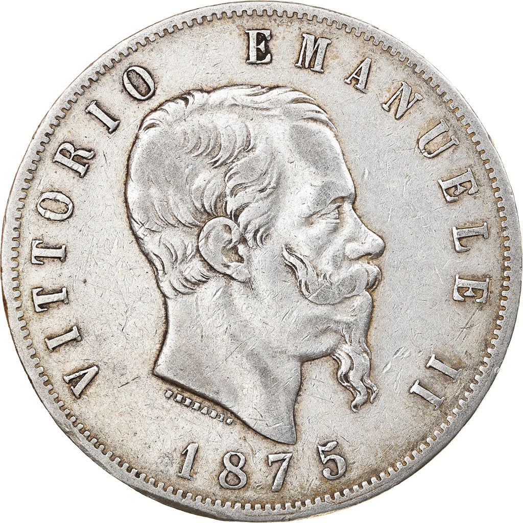 Moneta, Italia, Vittorio Emanuele II, 5 Lire, 1875, Milan, BB, Argento, KM:8.3