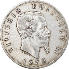 Münze, Italien, Vittorio Emanuele II, 5 Lire, 1875, Milan, SS, Silber, KM:8.3
