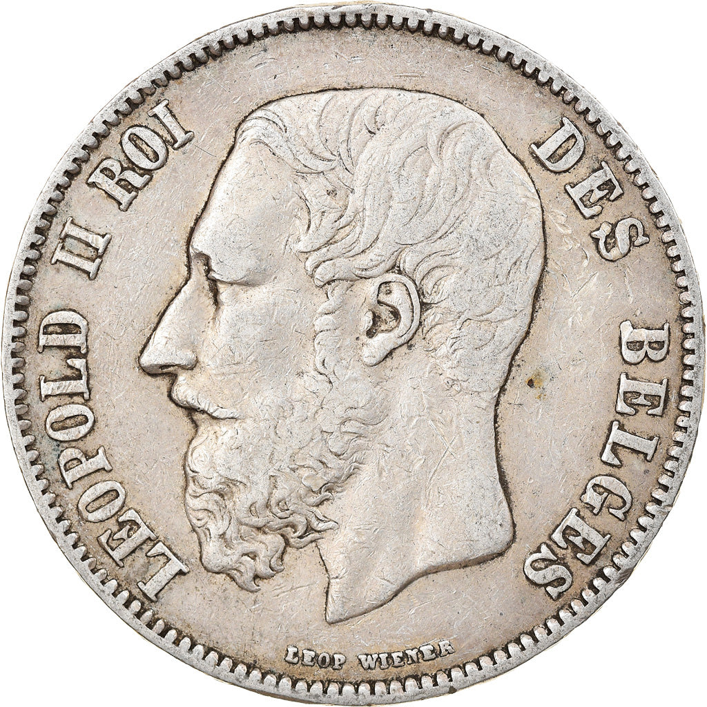 Coin, Belgium, Leopold II, 5 Francs, 5 Frank, 1868, VF(30-35), Silver, KM:24