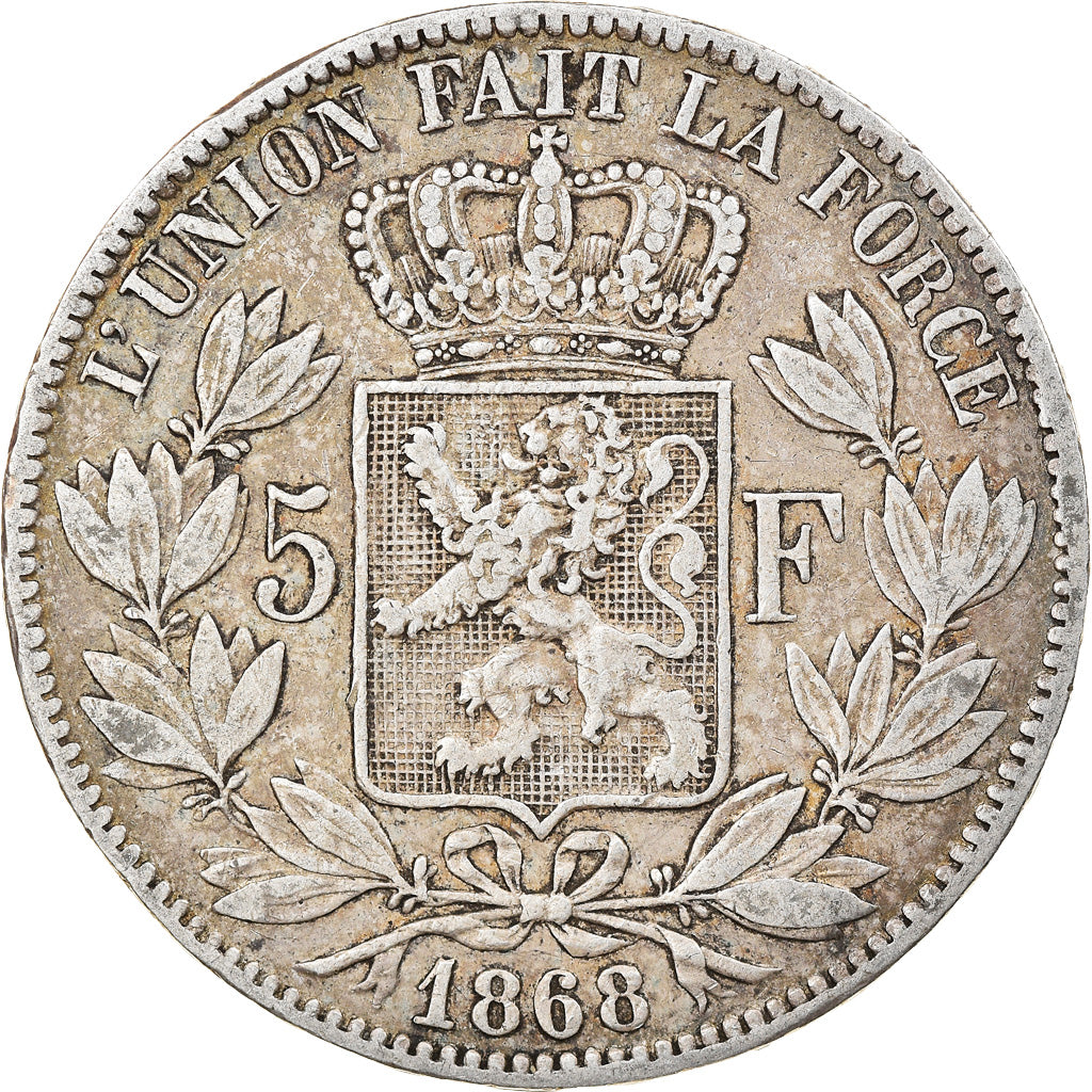 Coin, Belgium, Leopold II, 5 Francs, 5 Frank, 1868, VF(30-35), Silver, KM:24
