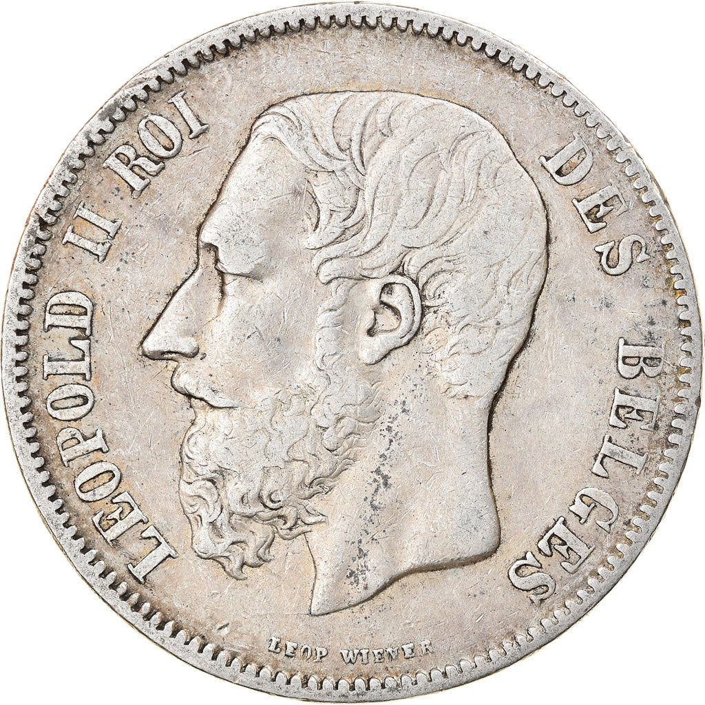 Coin, Belgium, Leopold II, 5 Francs, 5 Frank, 1869, EF(40-45), Silver, KM:24