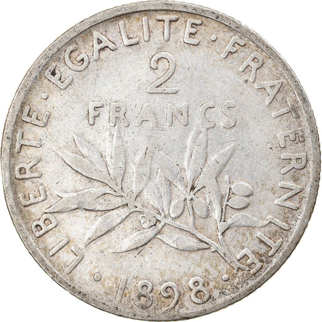 Moeda, França, Semeuse, 2 Francs, 1898, Paris, VF(30-35), Prata, KM:845.1