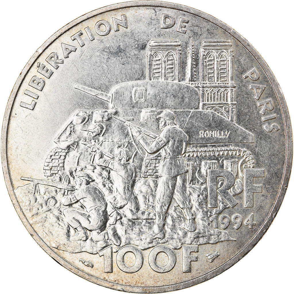Münze, Frankreich, Libération de Paris, 100 Francs, 1994, SS+, Silber