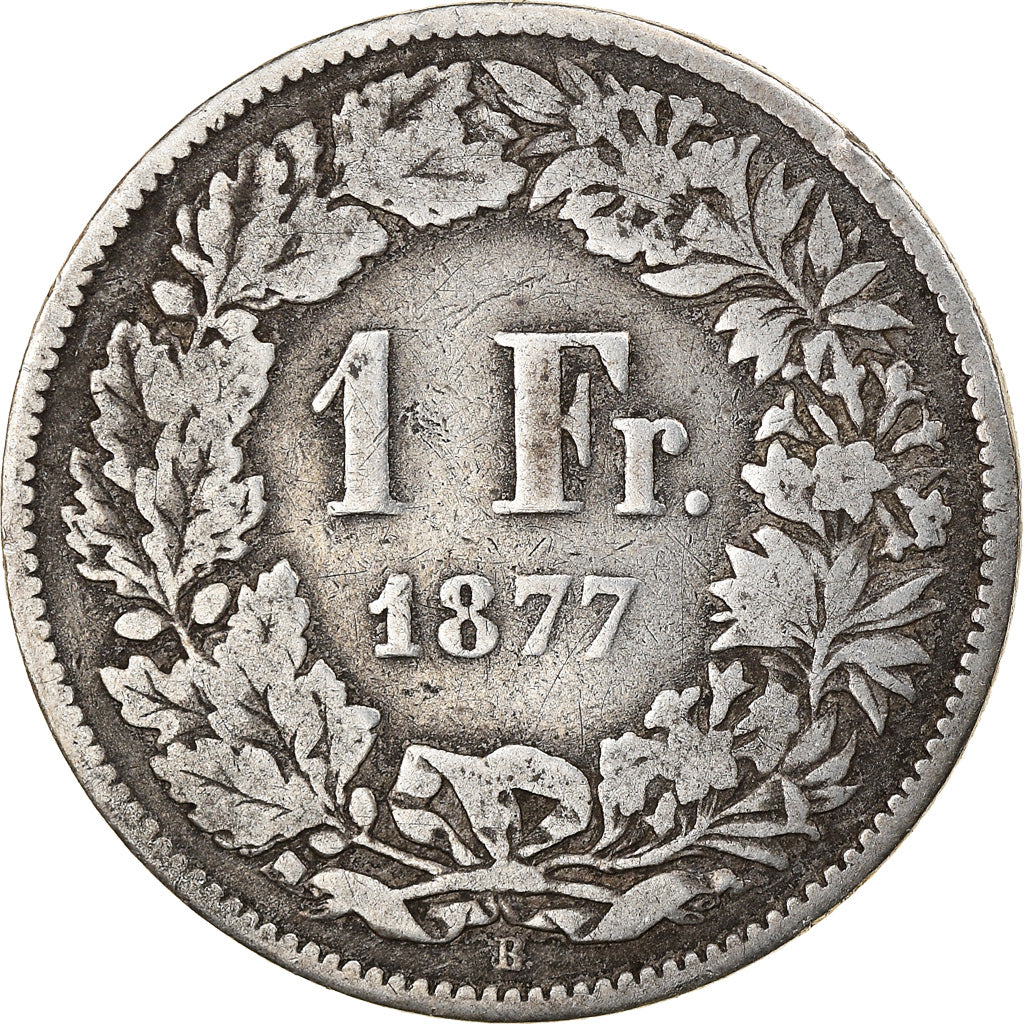 Coin, Switzerland, Franc, 1877, Bern, VF(20-25), Silver, KM:24