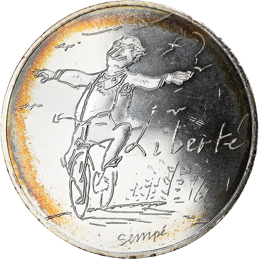 France, Sempé - Liberté, 10 Euro, 2014, MS(60-62), Silver, Gadoury:EU717