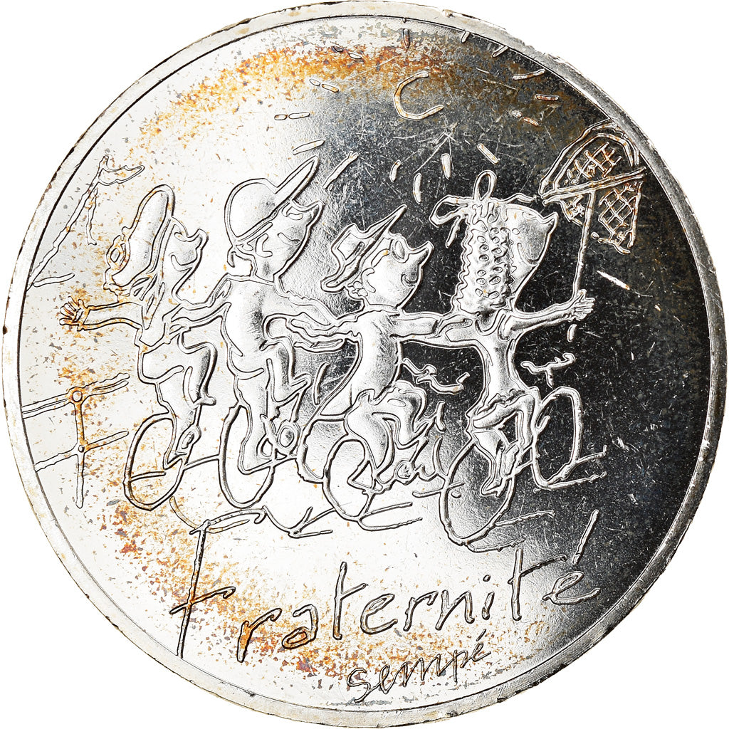 France, Sempé - Fraternité, 10 Euro, 2014, MS(60-62), Silver, Gadoury:EU719