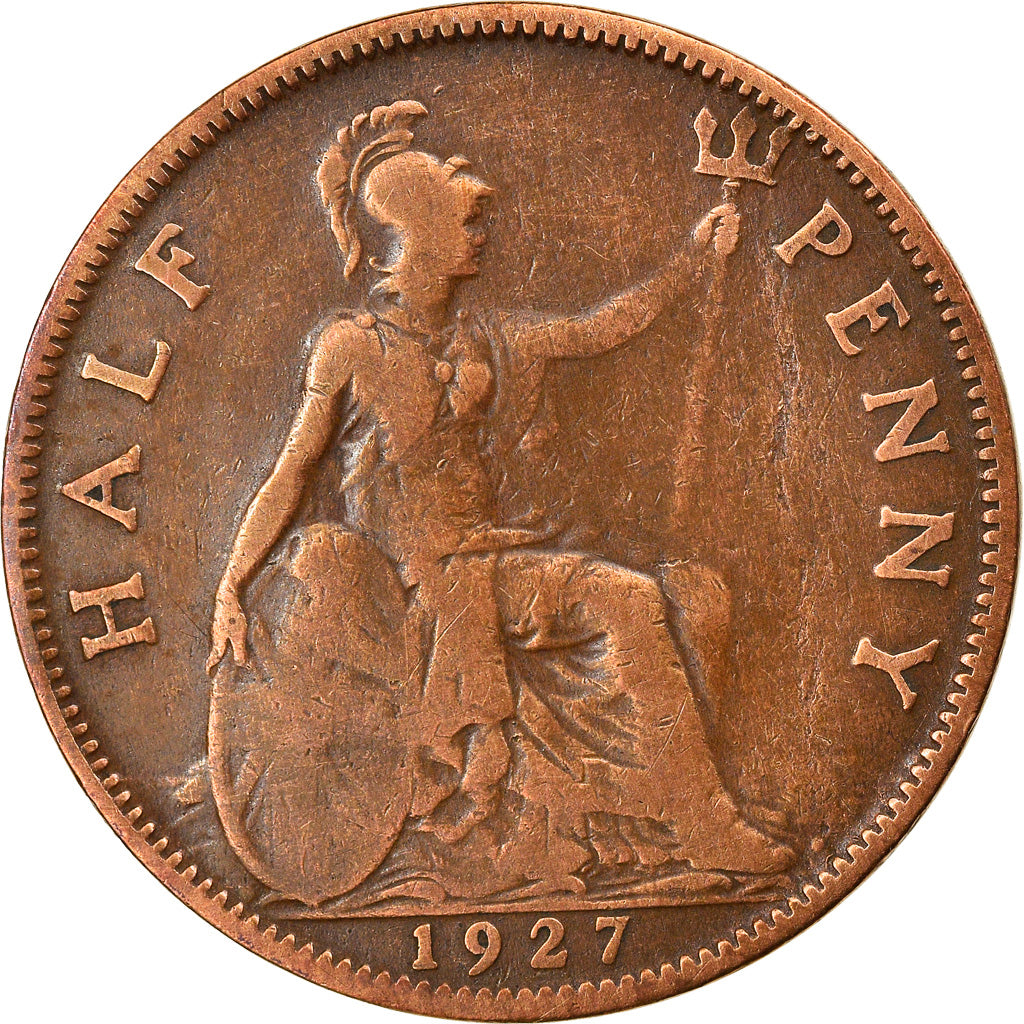 Coin, Great Britain, George V, 1/2 Penny, 1927, VF(30-35), Bronze, KM:824