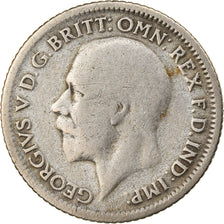 Moneda, Gran Bretaña, George V, 6 Pence, 1929, BC+, Plata, KM:832