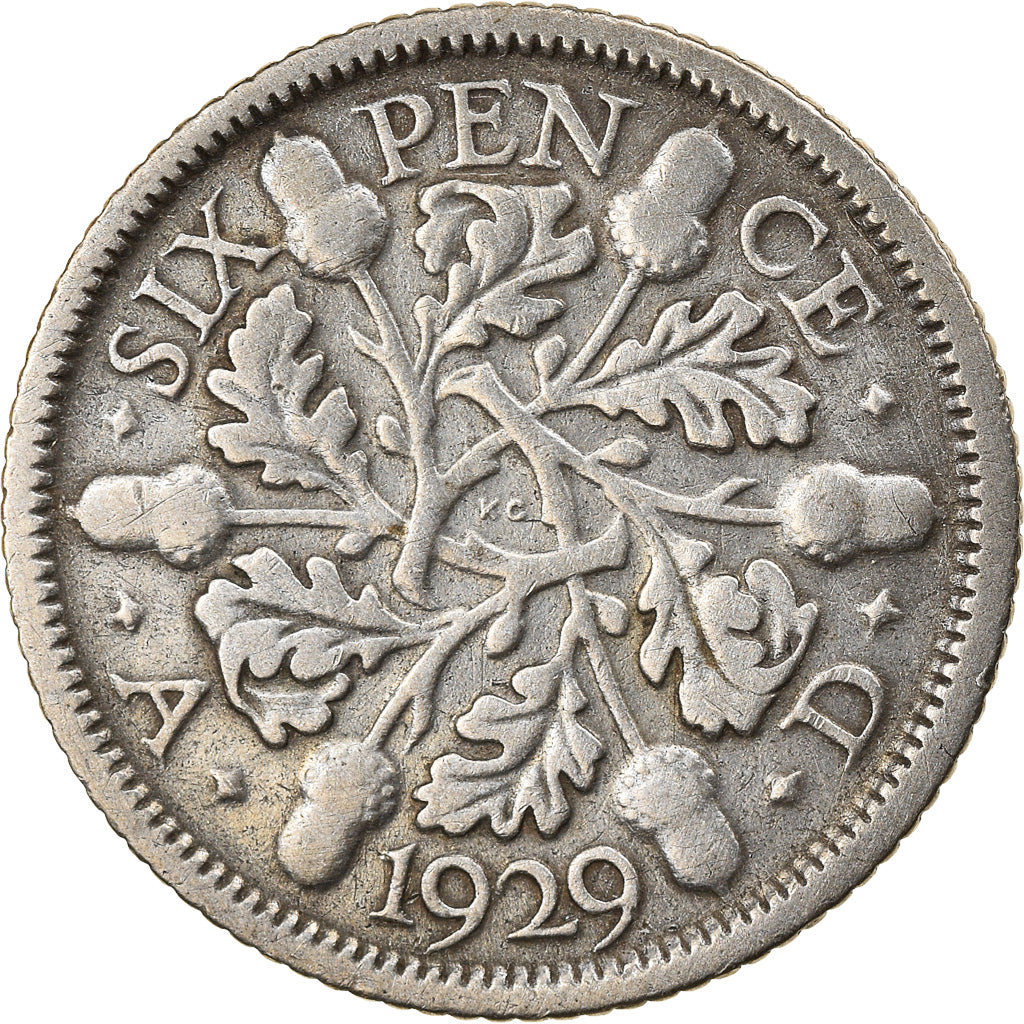 Münze, Großbritannien, George V, 6 Pence, 1929, S+, Silber, KM:832