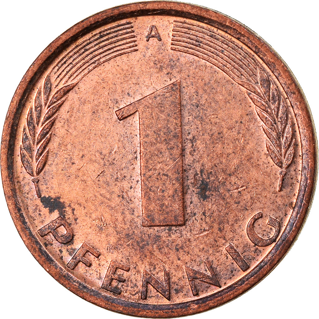 Moneta, Niemcy - RFN, Pfennig, 1991, Berlin, EF(40-45), Miedź platerowana