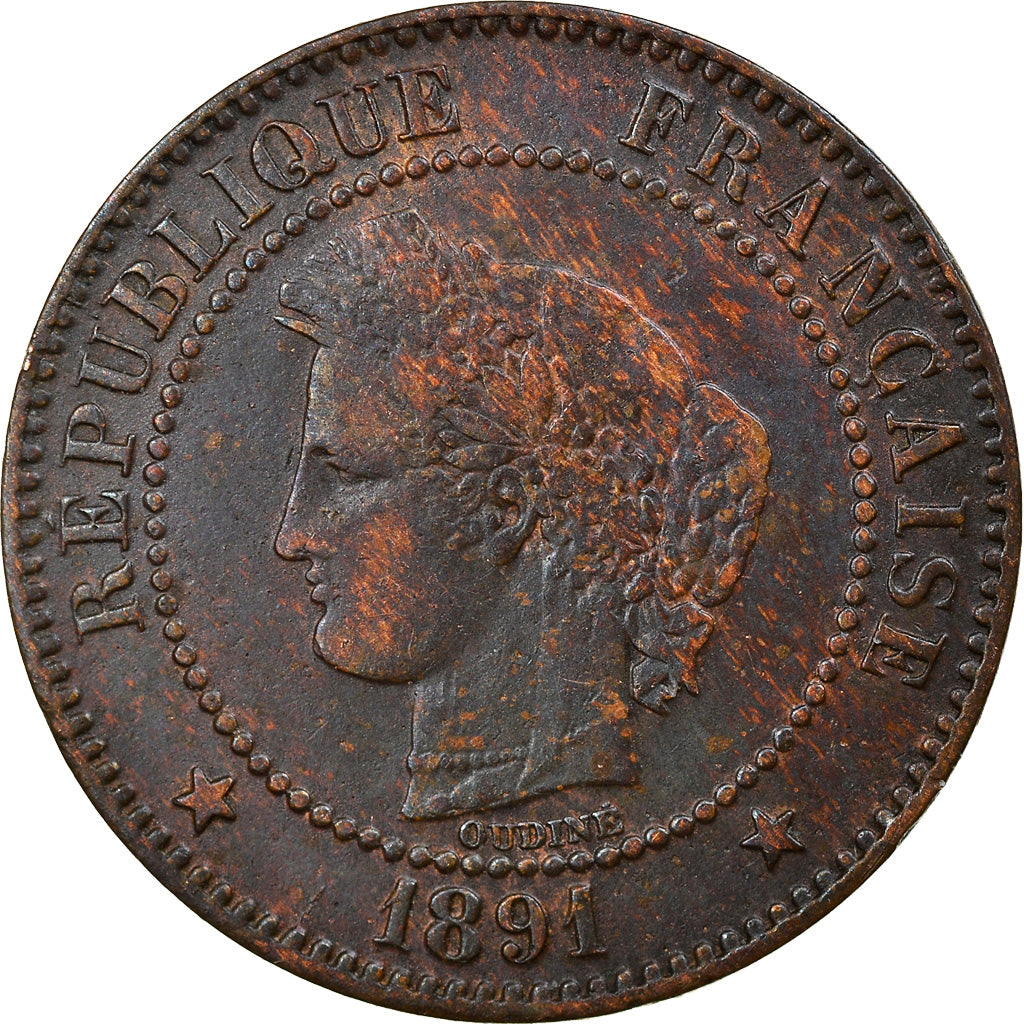 Coin, France, Cérès, 2 Centimes, 1891, Paris, EF(40-45), Bronze, KM:827.1