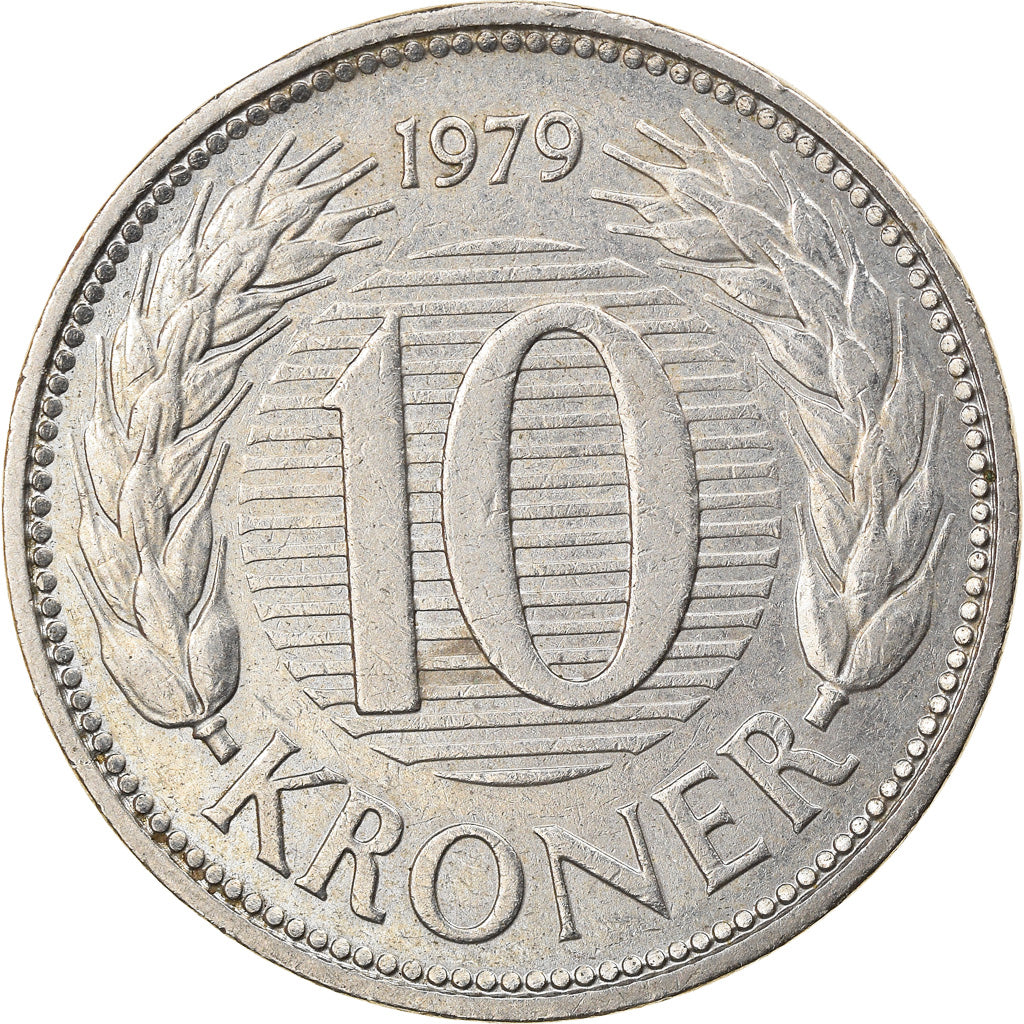 Coin, Denmark, Margrethe II, 10 Kroner, 1979, Copenhagen, AU(50-53)