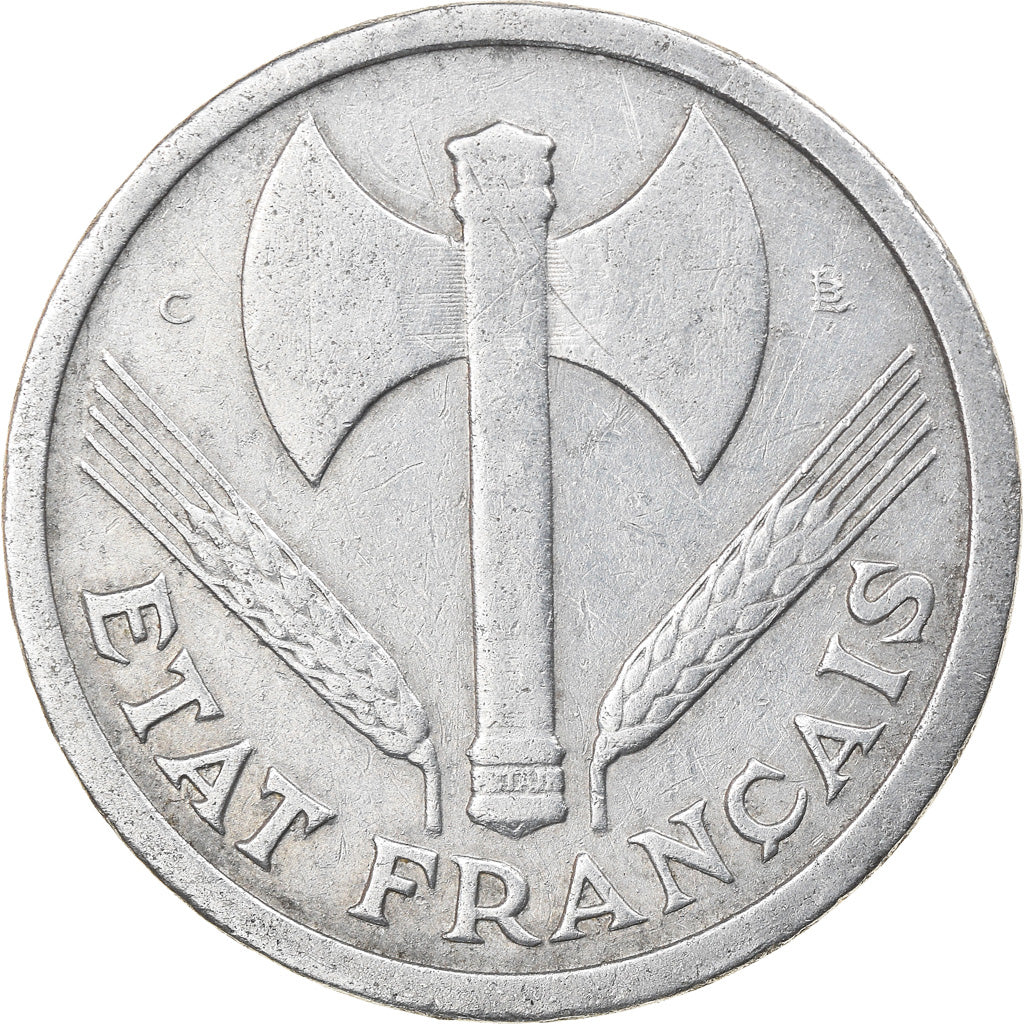 Coin, France, Bazor, 2 Francs, 1944, Castelsarrasin, EF(40-45), Aluminum