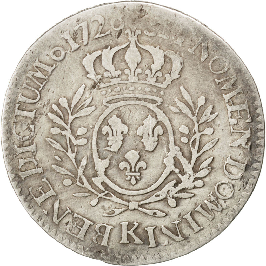 Coin, France, Louis XV, 1/5 Écu aux branches d'olivier, 24 Sols, 1/5 ECU, 1726