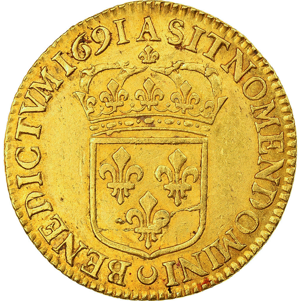 França, Louis XIV, Double louis d'or à l'écu, 1691, Paris, Dourado
