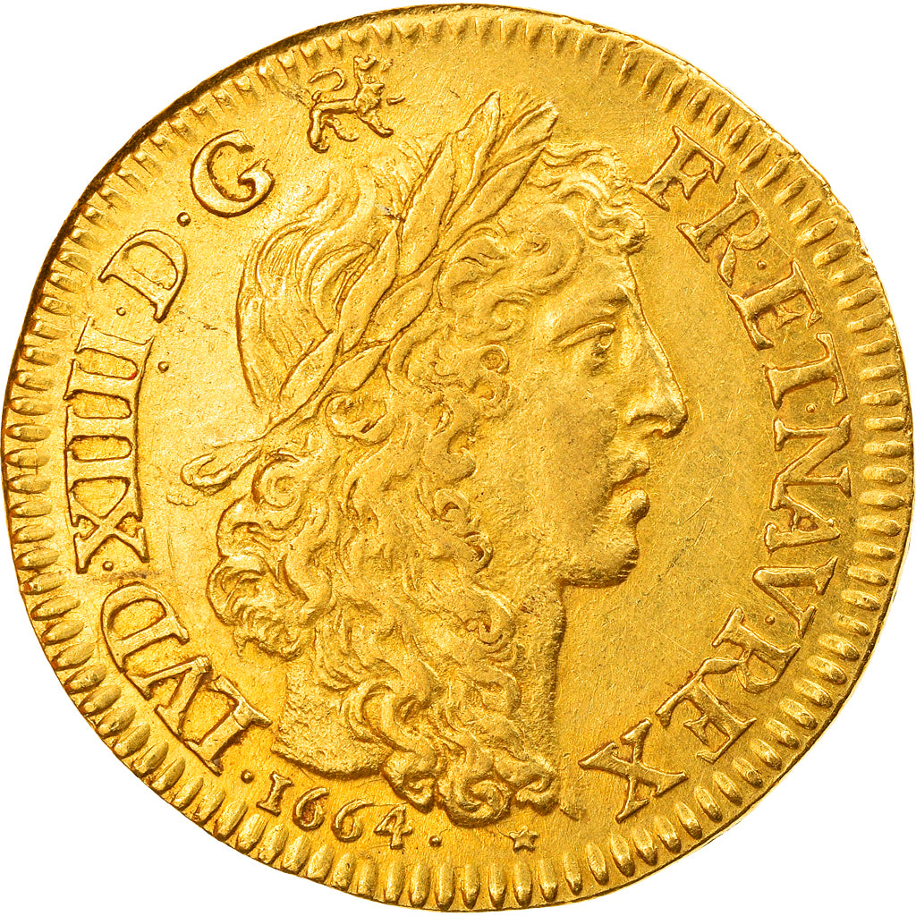 France, Louis XIV, Louis d'or au portrait apollinien, 1664, Paris, Gold