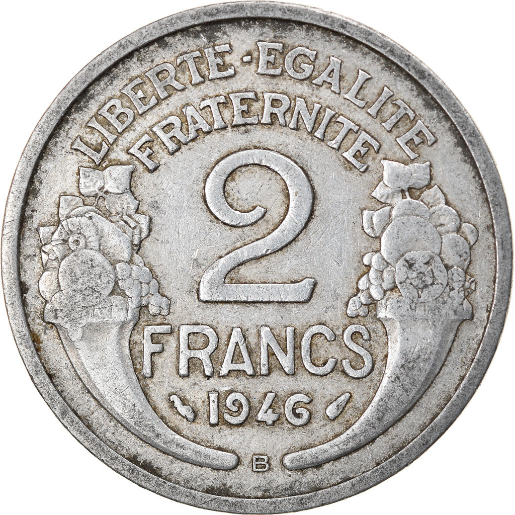 Moeda, França, Morlon, 2 Francs, 1946, Beaumont - Le Roger, VF(30-35)